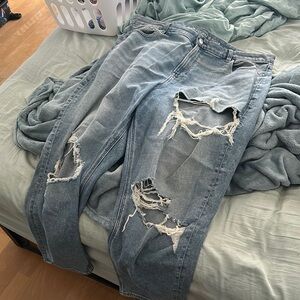 American Eagle Outfitters Blue Boyfriend Jeans Distressed Casual